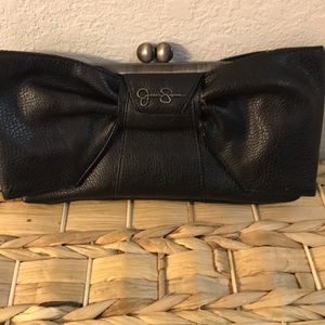 Black clutch with bow detail